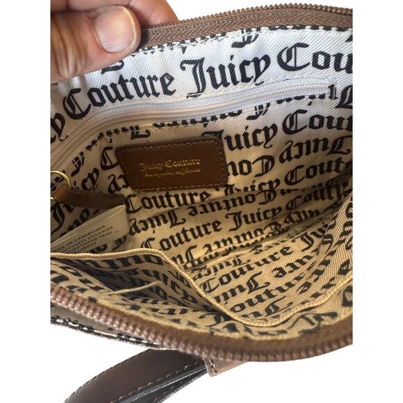 Juicy Couture Brown Monogram Logo Shoulder Crossbody Bag with Bow Accent - Picture 5 of 7